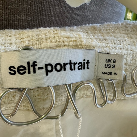 Self-Portrait Boucle Mini Dress With Tags! Cream Metallic. Free Matching Hat! - Picture 8 of 11